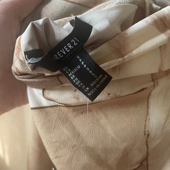 Strappy Asymmetrical Cowl Neck Mini Dress | Brown Tan Cream | XS - Picture 3 of 8